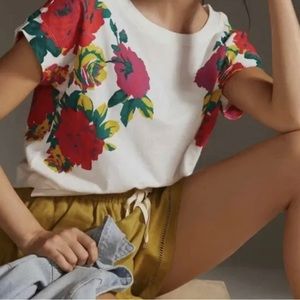 Anthropology rose printed shirt